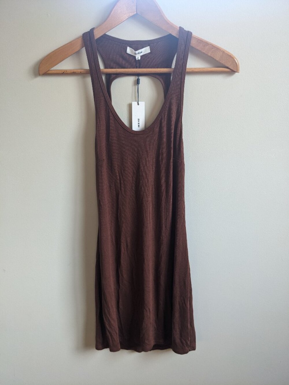 NWT joah brown ribbed open back cutout mini dress in cocoa size m/l